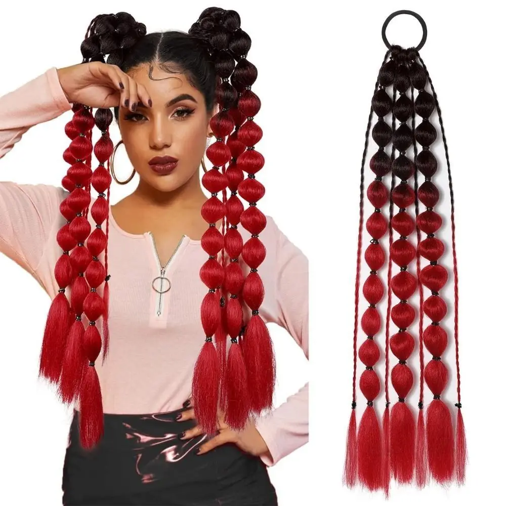 20" Colored Hair Extensions with Hair Tie for Girls for EDC Festival Rave Kids Bubble Ponytail Extension Fashion Women