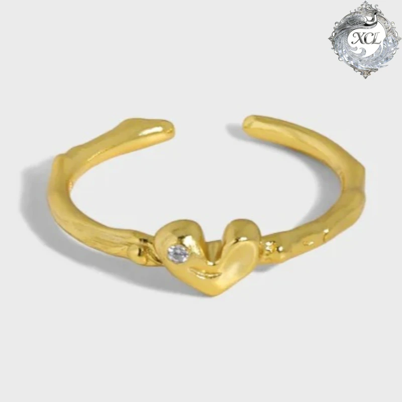 

Кольцо XCL из стерлингового серебра 925 пробы с микроинкрустацией цирконами в форме сердца, универсальное, регулируемое, для женщин, обручальное кольцо Bague Femme