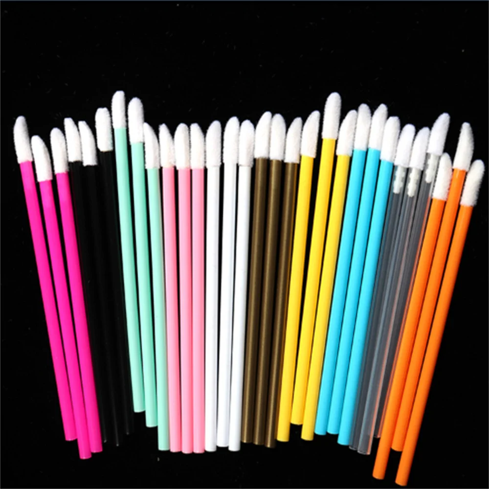 Disposable Hollow Mini Lip Brush Portable Colorful Lipstick Lip Gloss Stick Applicator Beauty Tool Makeup Brushes 50Pcs/pack