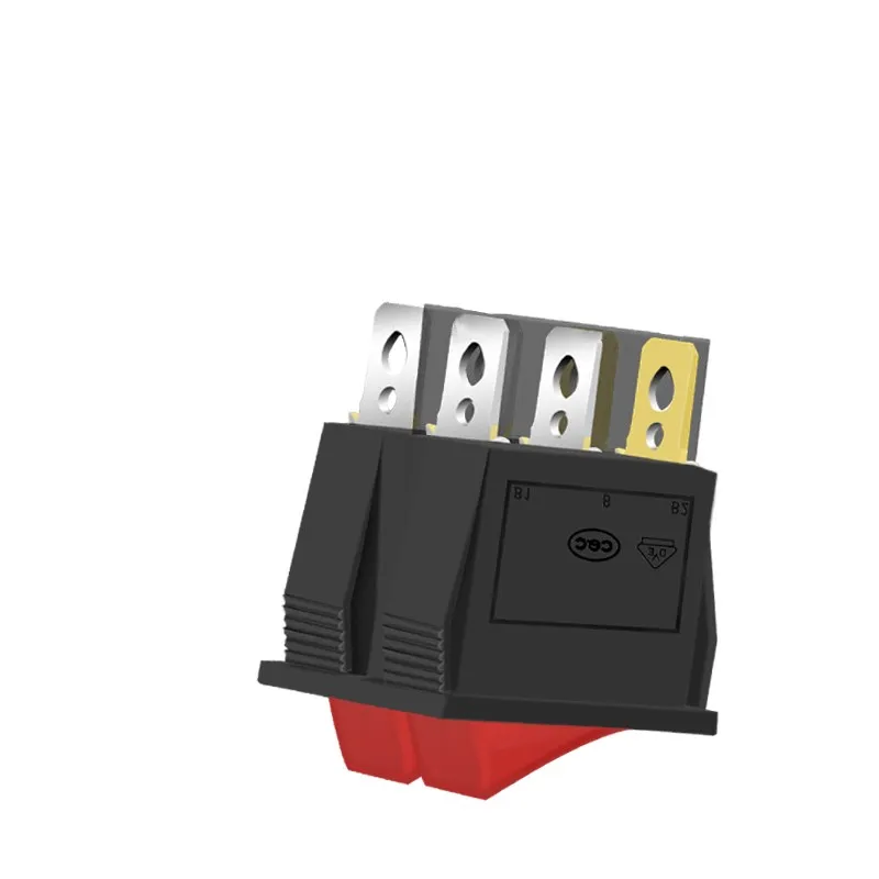 kcd8 15A 250v AC double pole double gang rocker switch 2 way red copper pin red 220v lamp on off switch with 6 pins