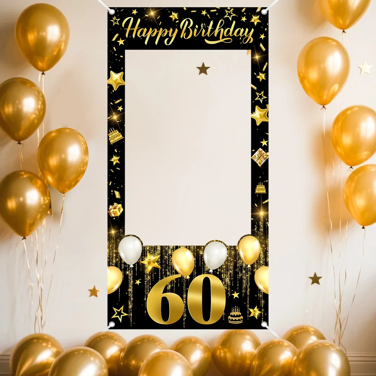 30., 40., 50., 60. Geburtstag Fotorahmen Foto-Requisiten Schwarz Gold Erwachsene 30 40 50 60 Jahre Alt Geburtstagsparty Dekoration – Detail 4