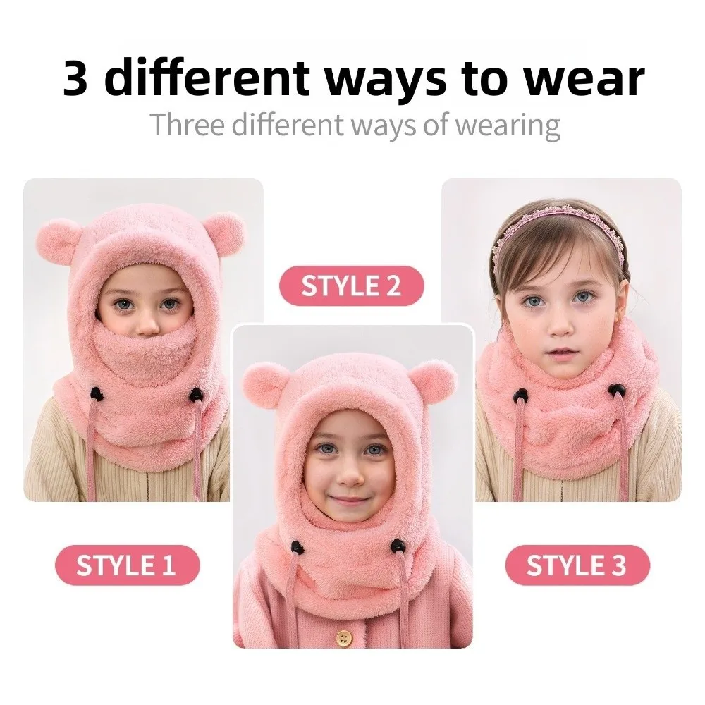 Fashion 3 in 1 Winter Helmet Hat Mask Scarf Soft Integrated Hat Windproof Thickened Balaclava Hat Outdoor