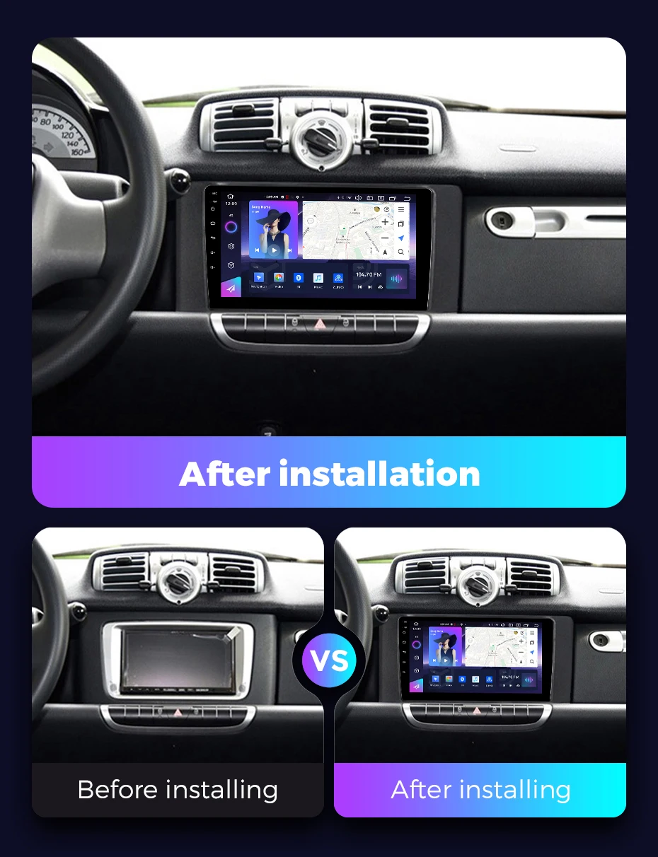 Wireless CarPlay Android Auto Car Radio For Mercedes Benz Smart Fortwo 451 2005-2015 Android 13 Intelligent Car System GPS 4G BT