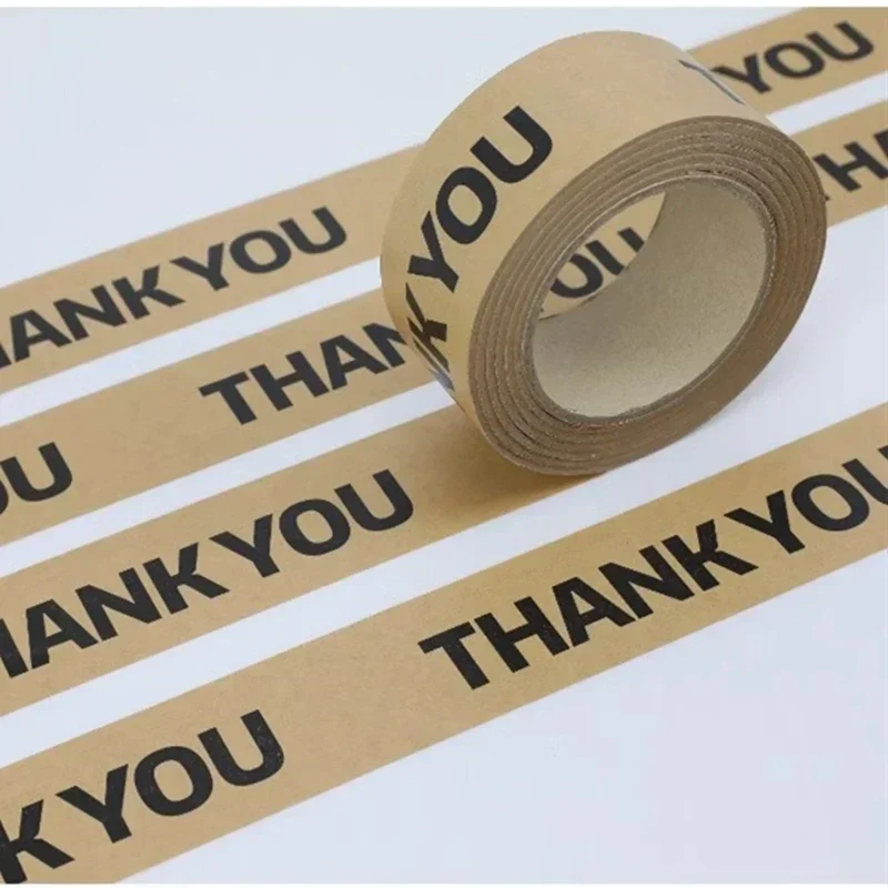 

Autohesion Kraft Paper THANK YOU Adhesive Tape Can Be Written Environment Protection Gift Wrapping Sealed Box Adhesive Paper