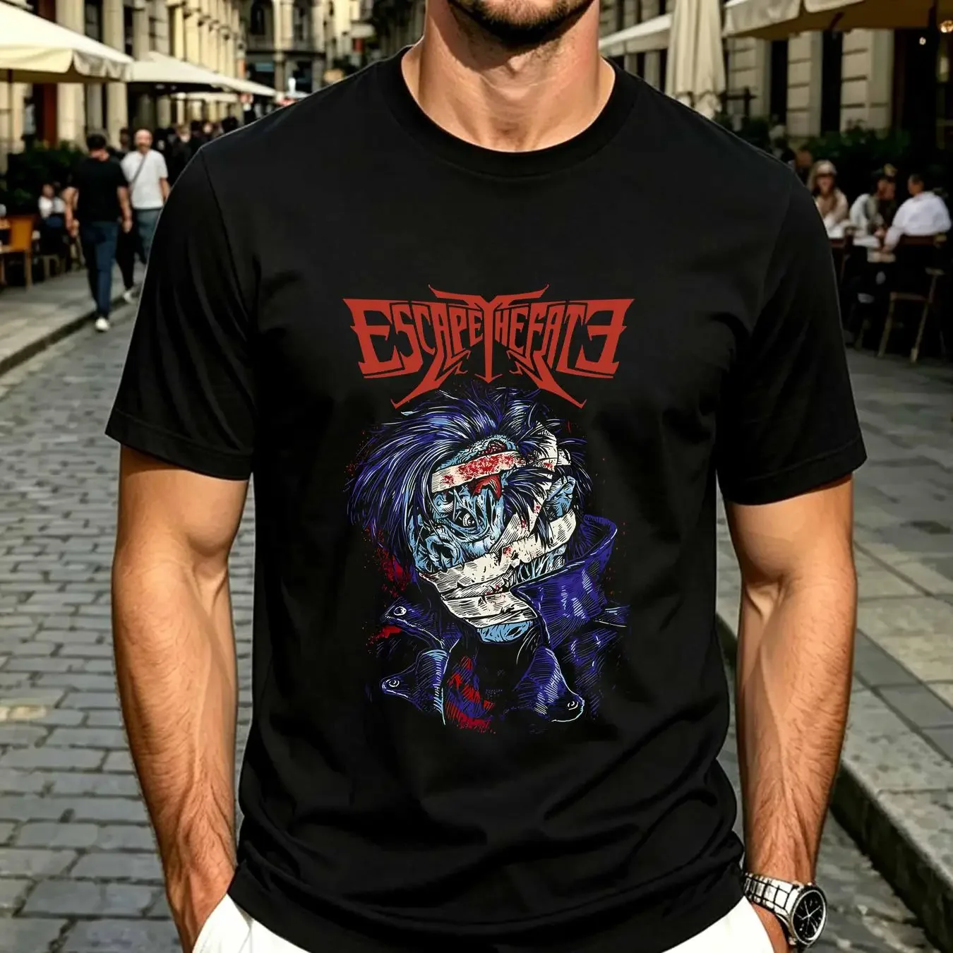 washed T Shirt Men's Escape The Fate Zombie Rocket Tour Small Black vintage Washed Top For Everyday Wear homme Stylish graphic