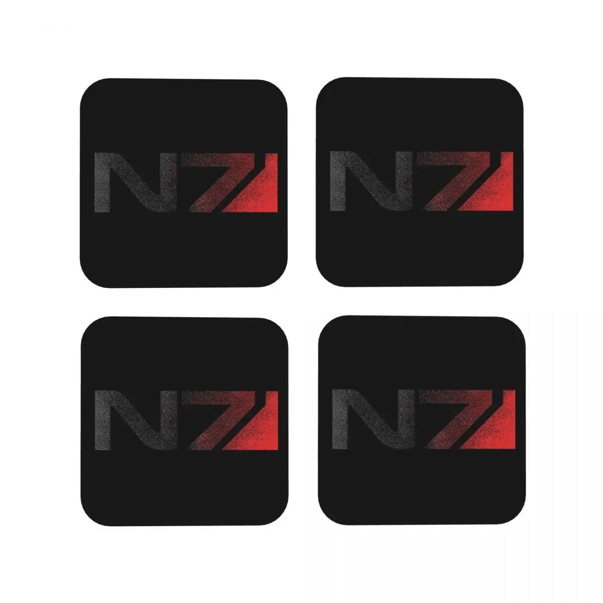 Mass Effect N7 Distressed Log Coasters Kitchen Placemats Waterproof Insulation Cup Coffee Mats For Home Tableware Pads Set of 4