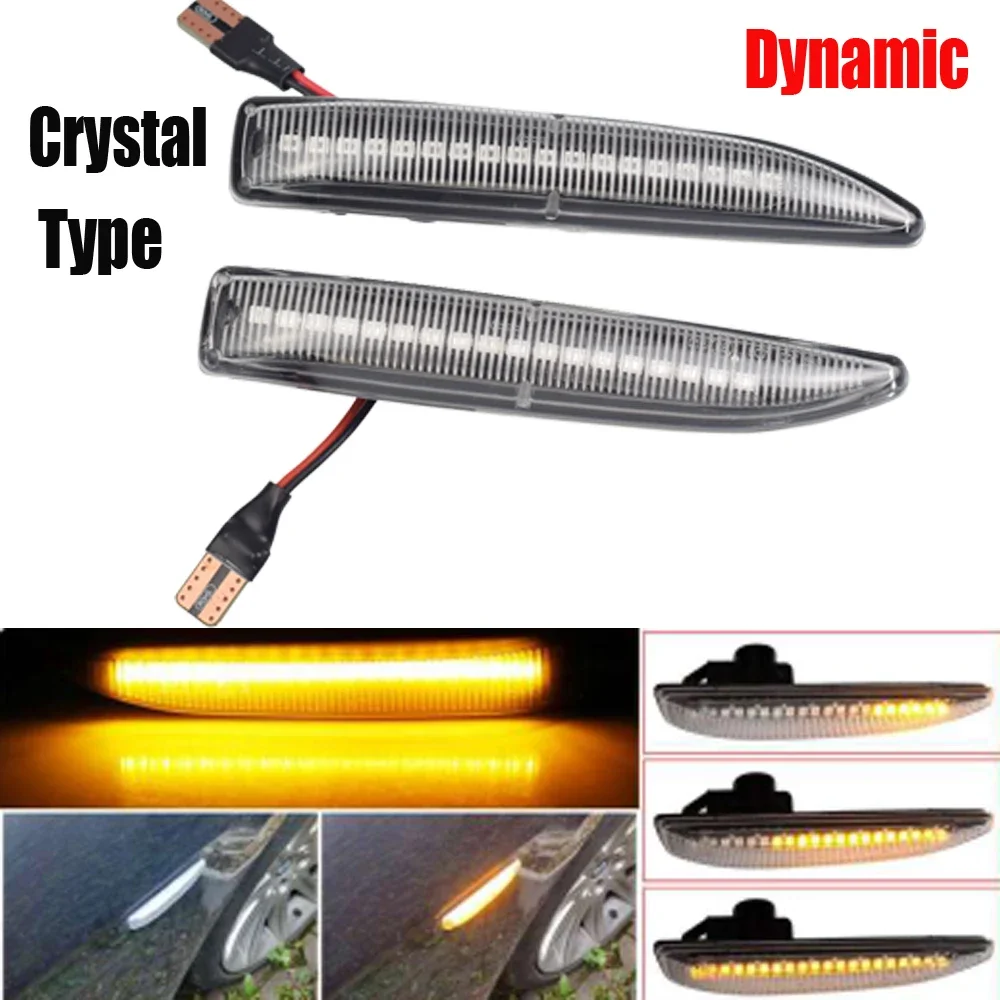 2Pcs for BMW 7 Series E65 E66 E67 E68 Flowing LED Side Marker Lights Dynamic Turn Signal Light Side Repeater Lamp Panel Lamp