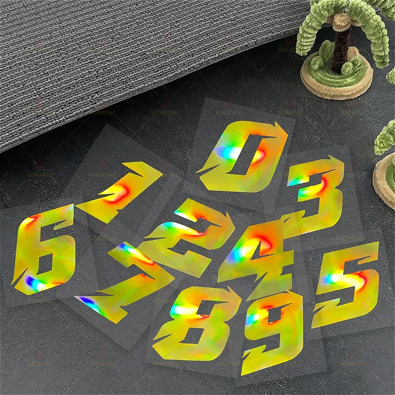 الذهب الليزر 2 حجم حزمة دراجة نارية عدد ملصقات مقاوم للماء للدراجات النارية Fairings الخوذ خزانات الوقود نوافذ السيارات شارات الفينيل