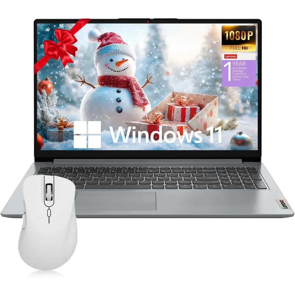 15.6 HD Laptop, Intel Quad-Core, 12GB RAM, 384GB Storage, 1 Year Office 365, HDMI, Wi-Fi 6, Windows 11 Home, Wireless Mouse Bund