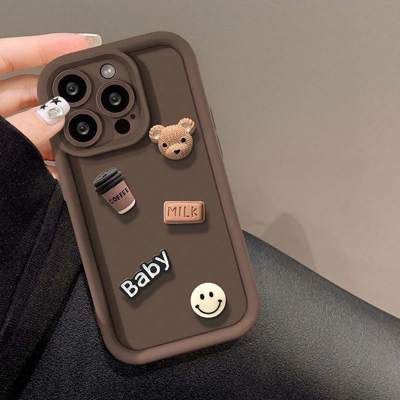 3D Cute Bear Anti Fall Back Cover for iPhone 7 8 Plus X XR XS Max Protective Cover for iPhone 11 12 13 14 Plus 15 Pro Max Capa