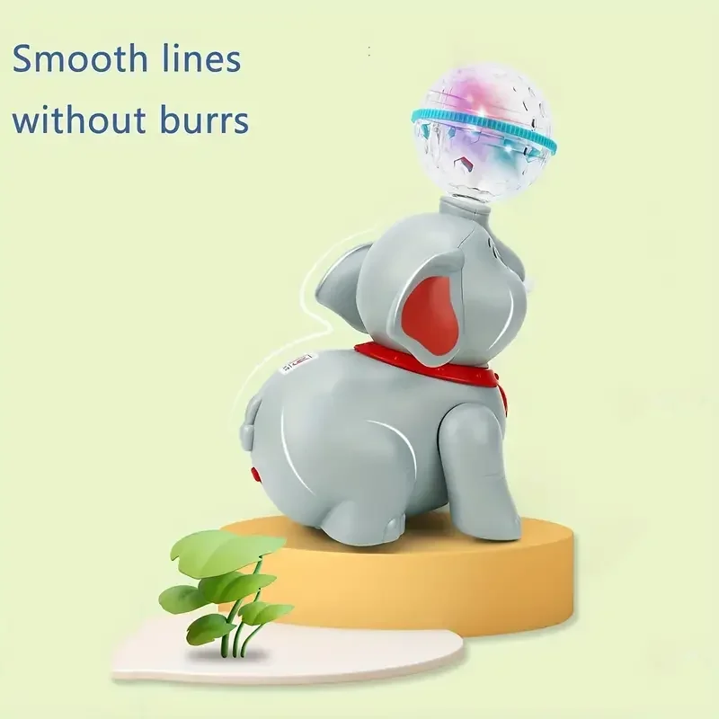 Lumières musique marche Action rotative comprend des jouets d'éléphant boule bonus pour les tout-petits éléphant interactif musical