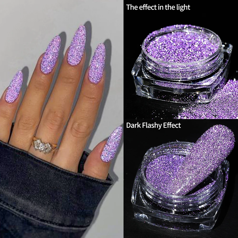 1 box Glänzende Reflektierende Diamant Nagel Glitter Pulver Silber Holographische Micro Bohrer Dazzling Kristall Gel Polnisch Maniküre Pigment Du