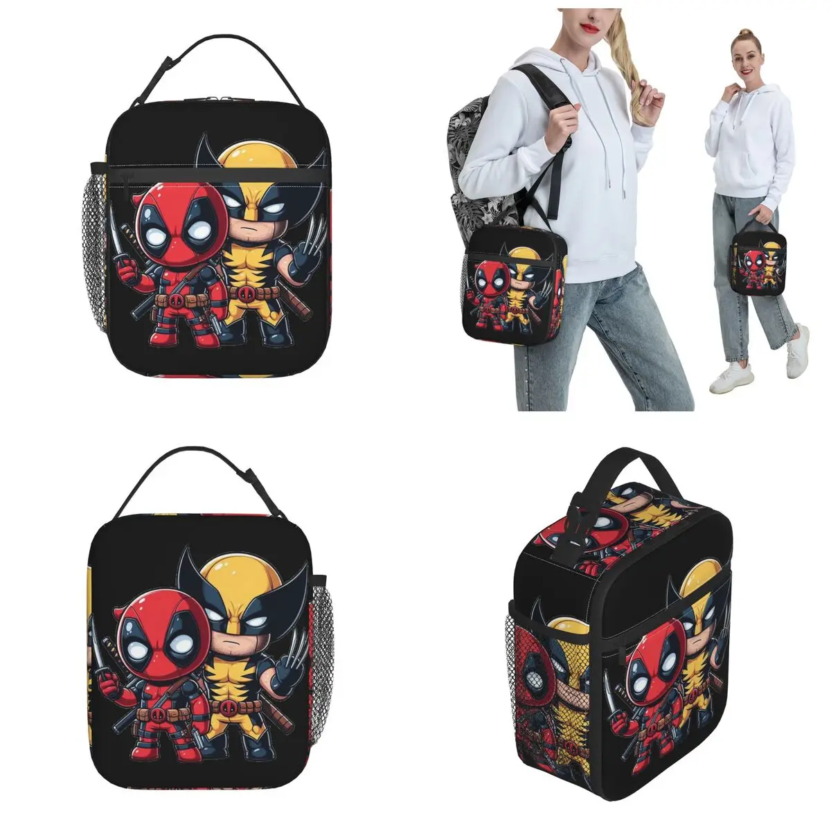 Deadpool & Wolverine Movie D&W Merch Insulated Lunch Bag For Work Superheroes Cartoon Food Box Portable Thermal Cooler Lunch Box