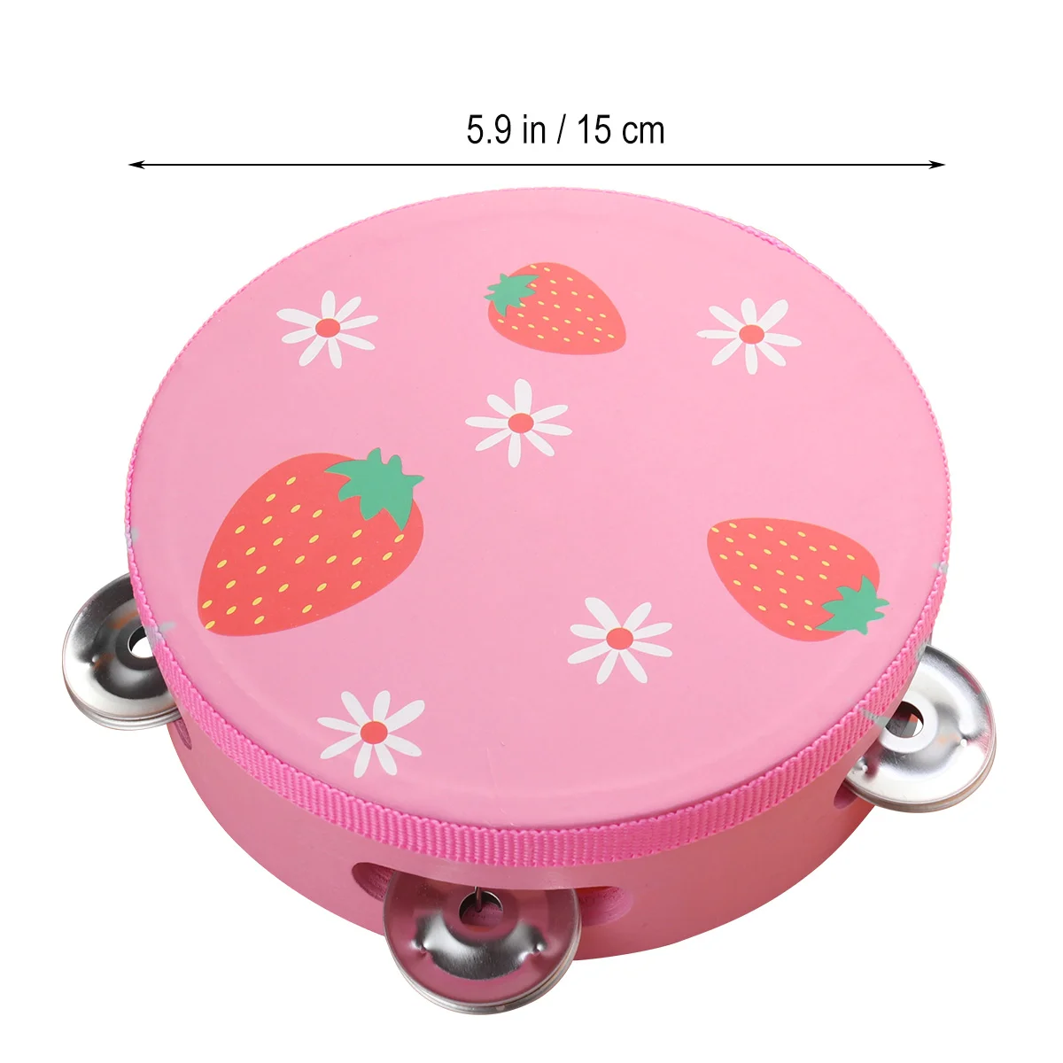 15cm Wooden Hand Held Drum Percussion Musical Educational Toy Instrument for KTV Party Kids Games (Strawberry)