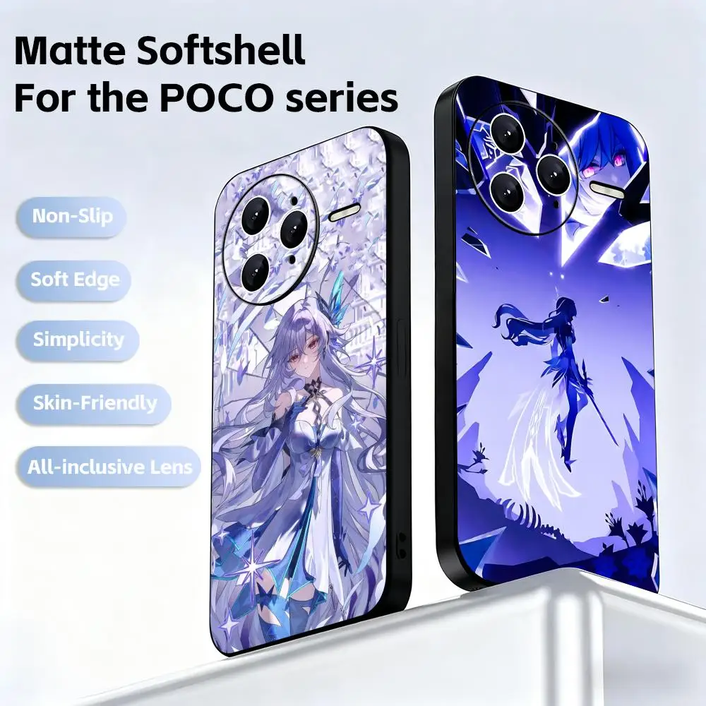 Funda de teléfono Genshin Impact Cute game sexy Skirk para Xiaomi POCO M7 M6 M5 X7 X6 X5 F7 F6 F5, funda negra suave Pro 5G