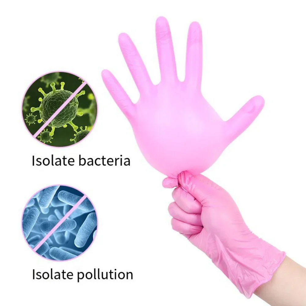 Nitrile Disposable Pink Gloves Latex Free Household PVC Labor Protection Gloves Cleaning Food Kitchen Gloves