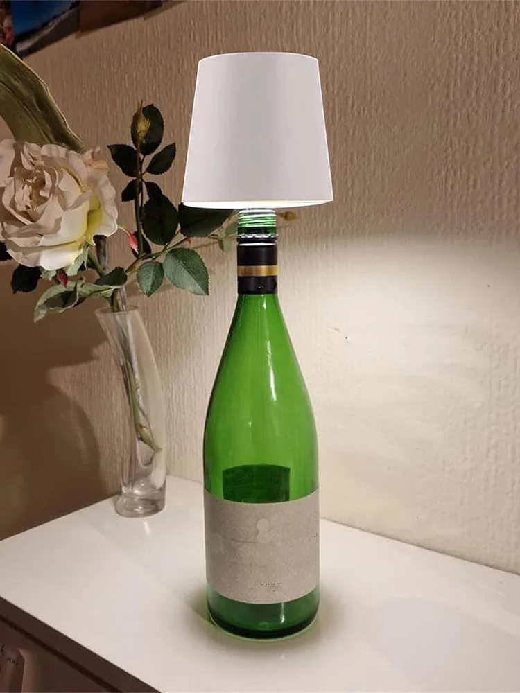 Wireless Bottle Lamp 3 Color Touch Control LED Wine Bottle Base Rechargeable Vases Led Light Bar Dining Lamp Holder Decor