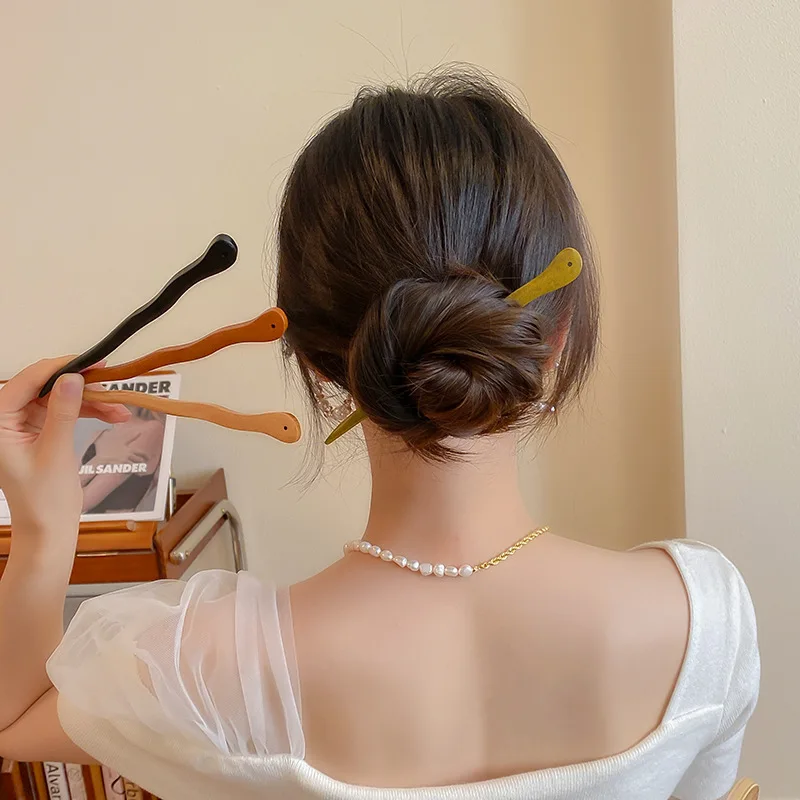 

New Chinese Style Simple Hair Clip for Women Hanfu Qipao Elegant Wooden Braided Hairpins Daily Hairpins Girls Hair Accessories ﻿