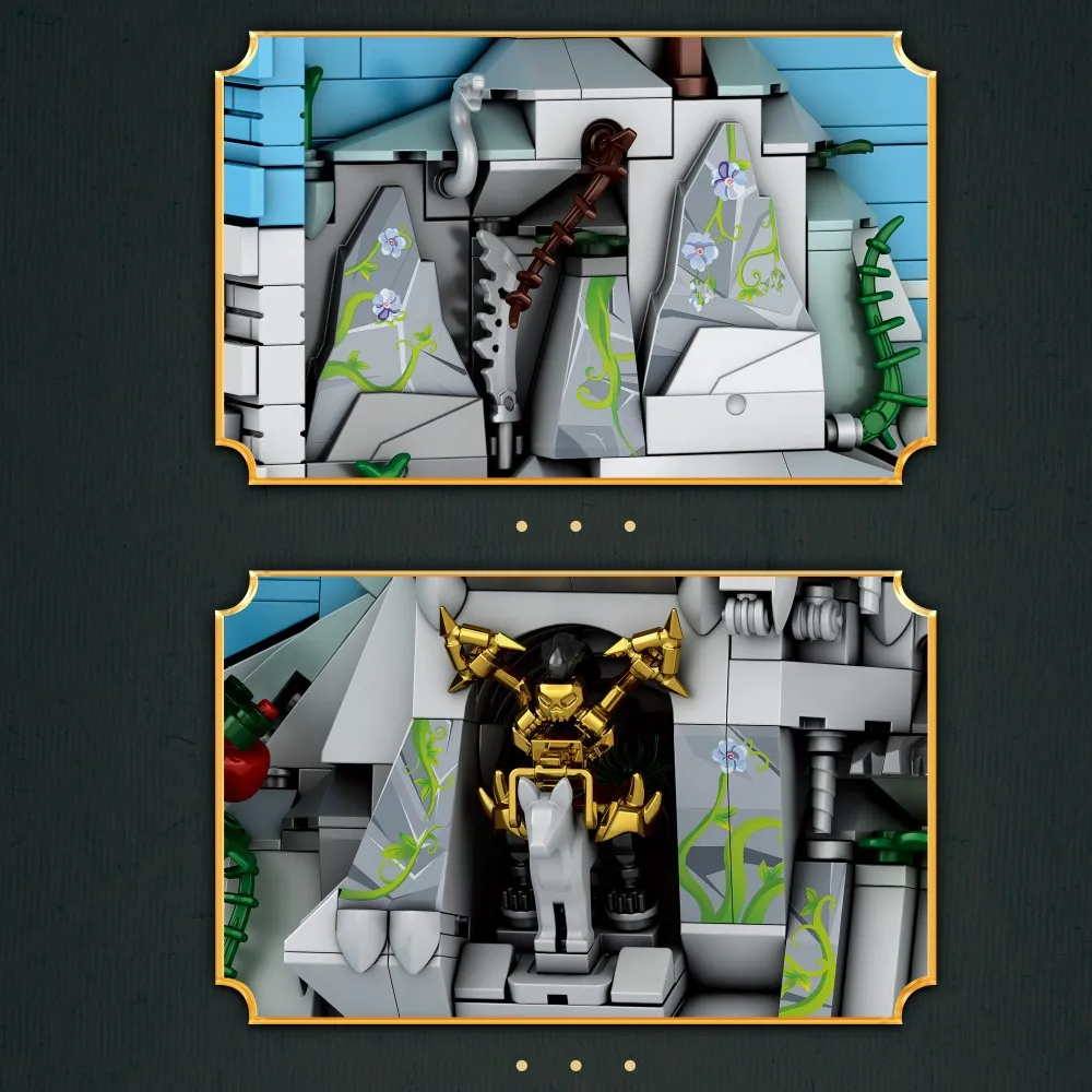 2977PCS Buch Der Könige Buchstütze Bausteine Gott Stein Statue Berühmte Landschaft Modell Ziegel Desktop Ornamente Kinder Spielzeug Geschenk