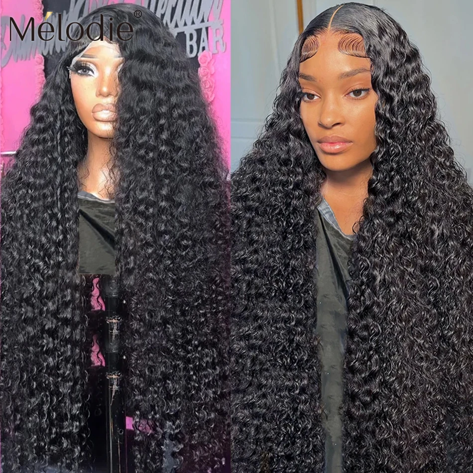 Melodie Curly  13x6 HD Lace Frontal Wig Deep Wave 13X4 Transparent Human HairGlueless 5X5 Closure PrePluck Braizlian Hair