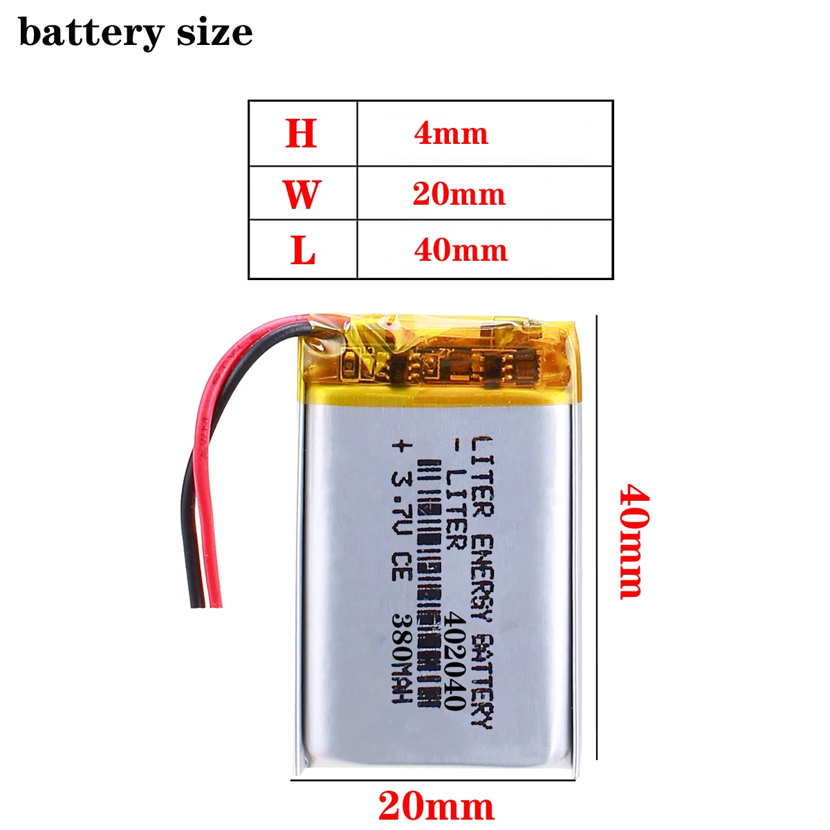 MP3 MP4 MP5 GPS 3.7V lithium polymer battery lithium battery panels 042040 402040 380 mAh