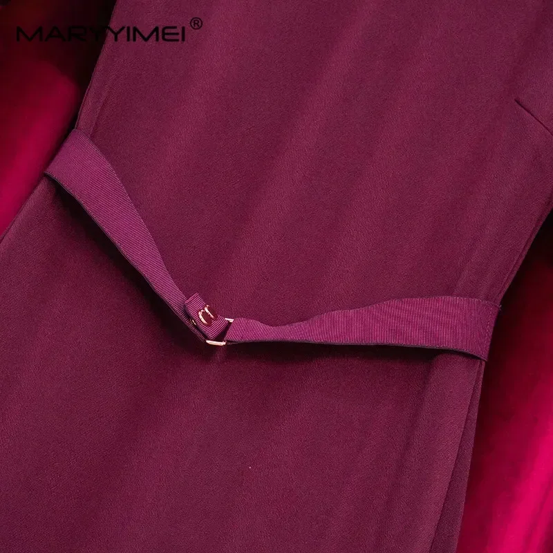 MARYYIMEI Pista di Moda Estate Solido Abito da Donna Elegante Manica Corta con Scollo a V Sottile Pacchetto Glutei Abiti Vestdios XXL