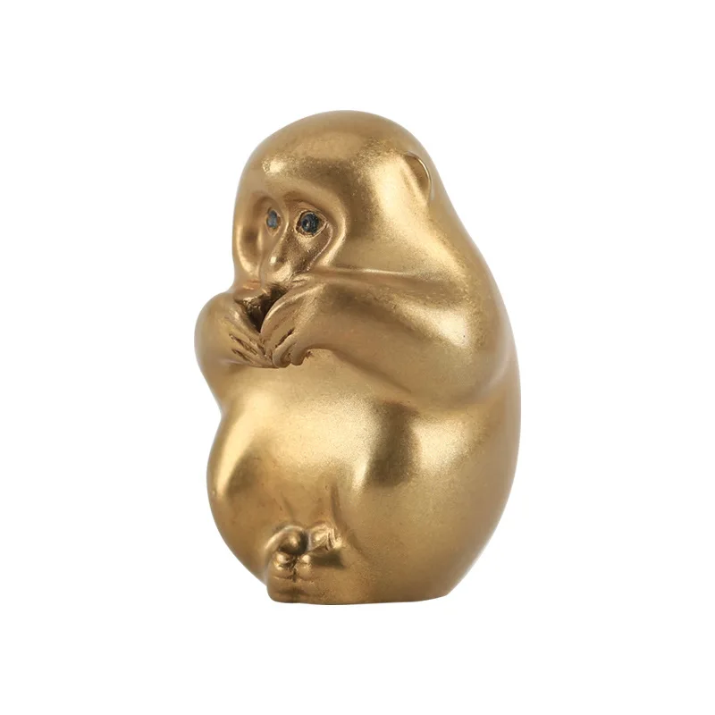 

Handmade brass cute monkey thread incense insert ornament, with walnut incense tray gift box.