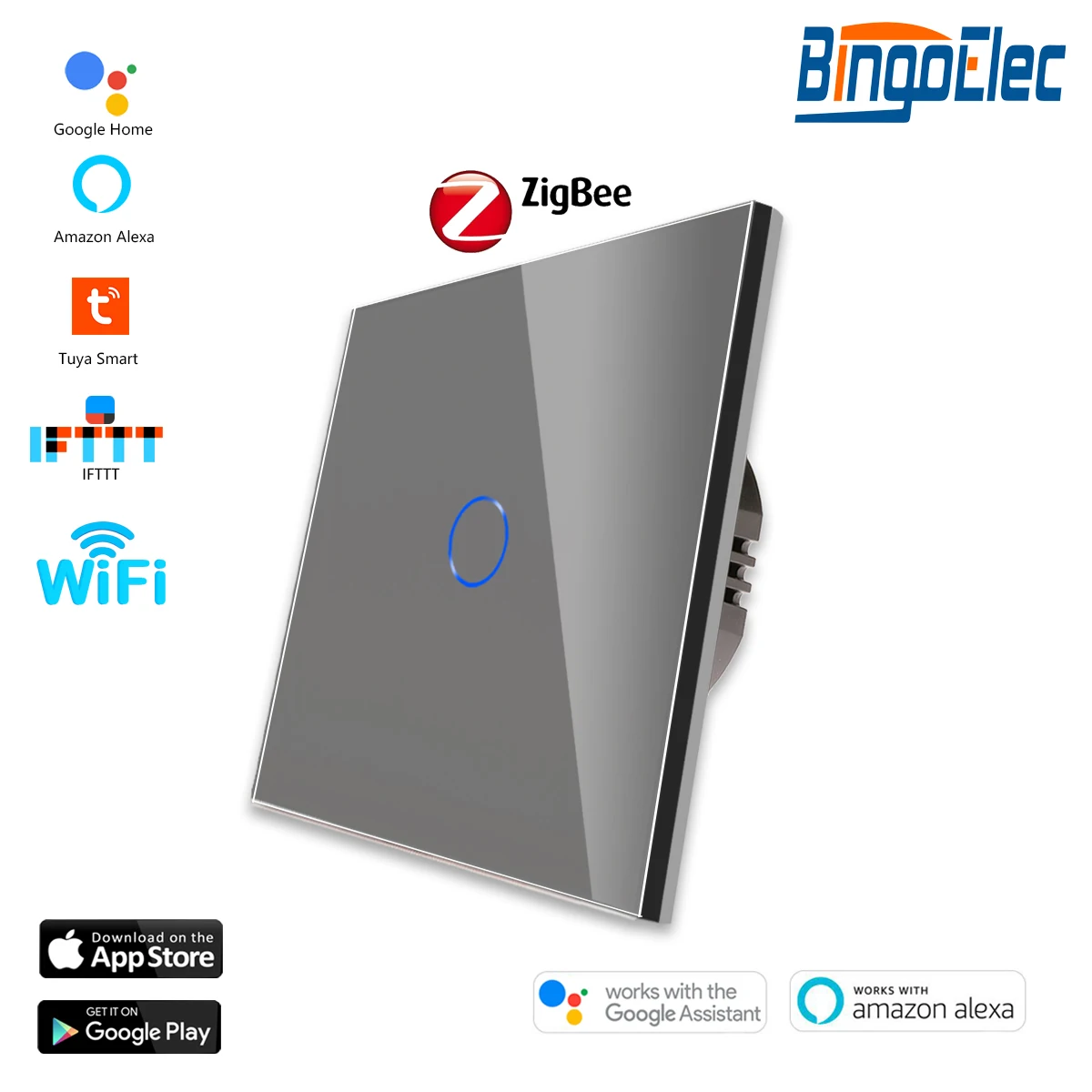Zigbee 1/2/3Gang Touch Switches 2Way Stairs Wall Switches Tuya Smart Life Alexa Yandex Voice Control with Neutral Glass Panel image 3