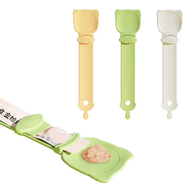 ABJO-Cat Snack Alimenti liquidi Strumenti per spremere Alimenti bagnati Trattare Cucciolo Gattino Dispenser Cucchiaio multifunzionale per alimentazione gatti Arancione