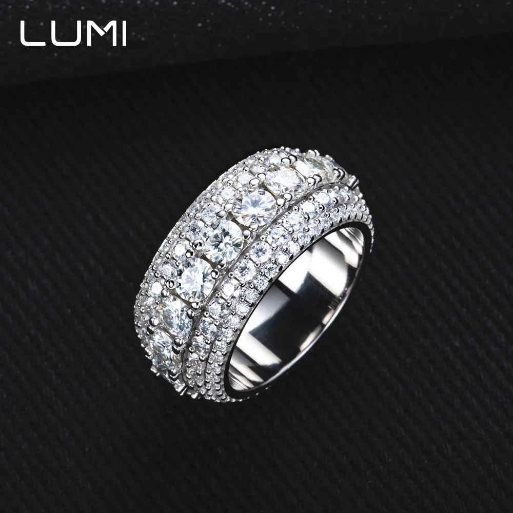 

Big Hit Full Original VVS1 Moissanite S925 Silver Ring for Men Hip-hop Rock Street Fashion Accessories INS Ornaments
