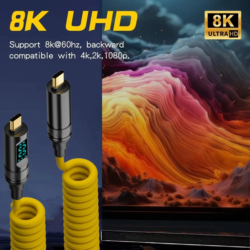 USB3.2 Full-featured USB C 100W Fast Charging Cable with Power Digital Display Support 8K Video 20Gbps Data Transfer for Laptop