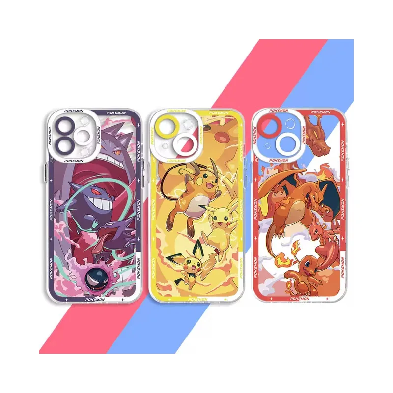 Phone Case for iPhone 15 16 Pro Max 13 14Pro XSmax 7 8 Plus 11pro 6 X XS 12 Mini Clear Fundas Cover Gengar Eevee P-Pokemon Anime