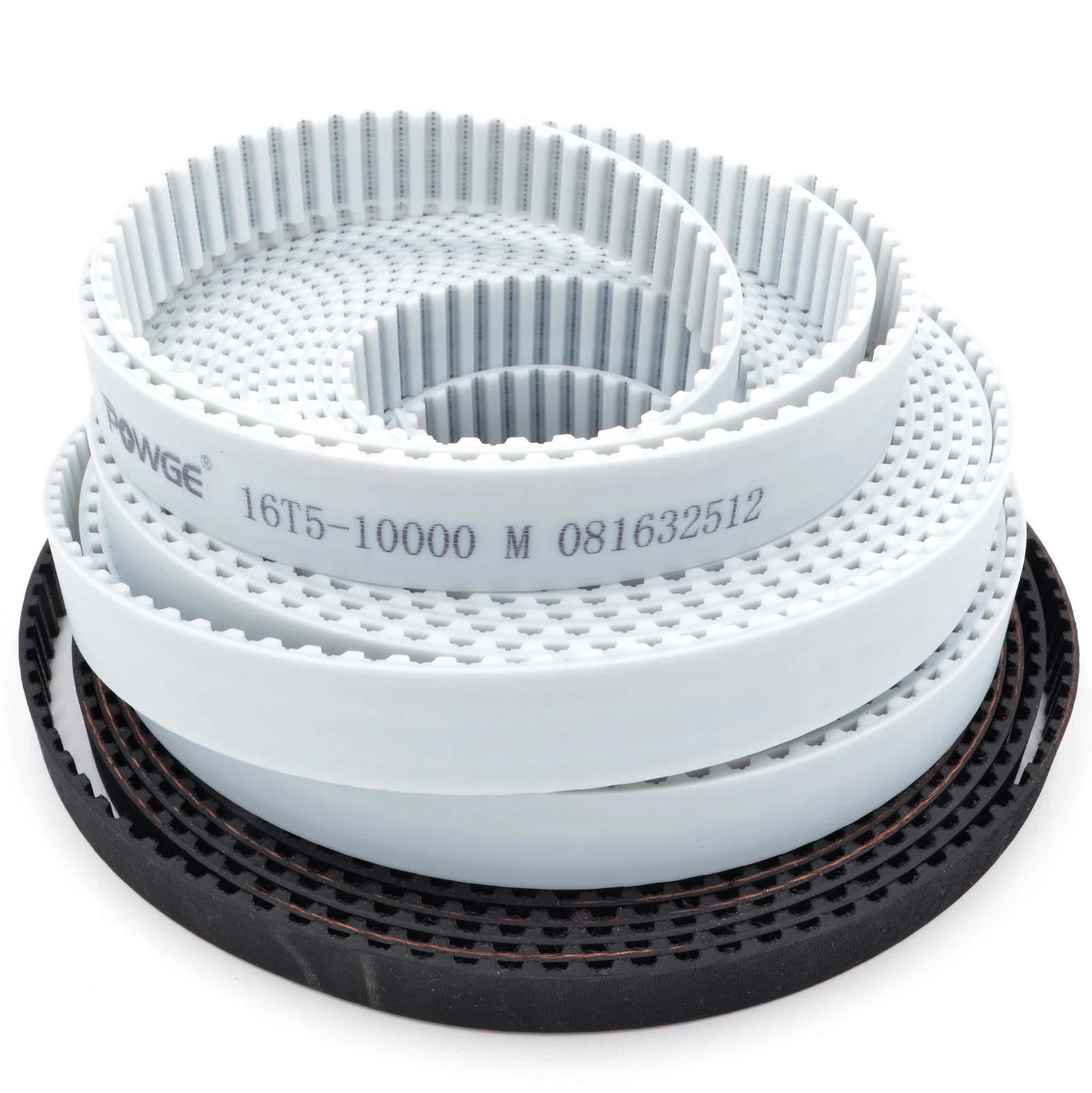 POWGE Trapezoidal PU T5 Open Timing belt width 6/10/15/16/20/25/30/35/40/50mm Rubber Fiberglass Polyurethane steel T5 Pulley
