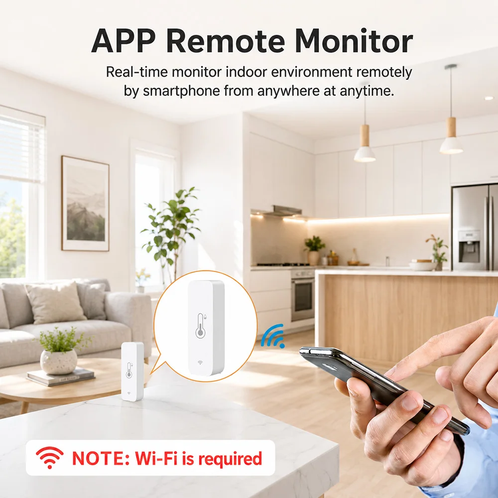 Tuya WiFi Temperature Humidity Sensor Smart Thermometer Hygrometer Battery Powered Smart Life Alexa Google Home