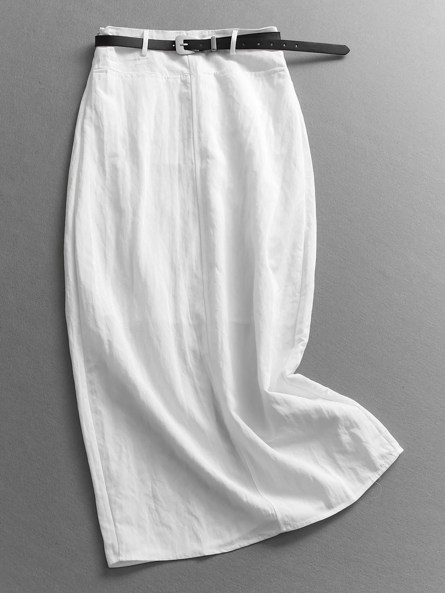 High Waist Straight Cut Thin Women's Skirt Skin-friendly Breathable Midi Skirt Full-Length Wrap Skirt Polyester Fiber