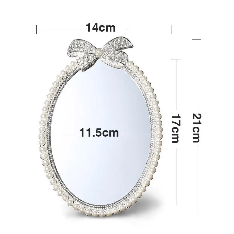 Pearl Mirror Makeup Mirror Princess Desktop Dormitory Student Desk Korean Countertop Mirror Bedroom Makeup