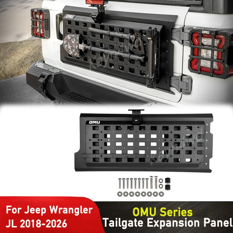 Off Road 4x4 Exterior Accessories OMU Series Aluminum Tailgate Expansion Panel Multi-Function MOLLE Kit For Jeep Wrangler 2018+