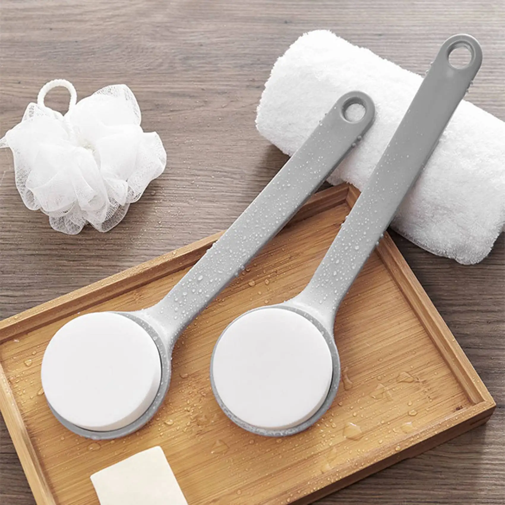 CKFAM-2X Bath Body Skin LOTION APPLICATOR For Back POST-SHOWER Brush Sponge Pad