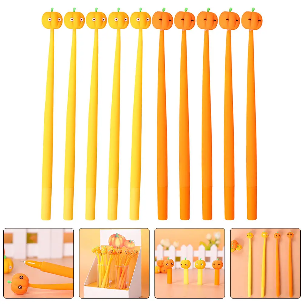 

10Pcs Pumpkin Gel Pens Smooth Writing Portable Sign Pens for Students Teachers Office School Stationery Creative Cartoon Writing