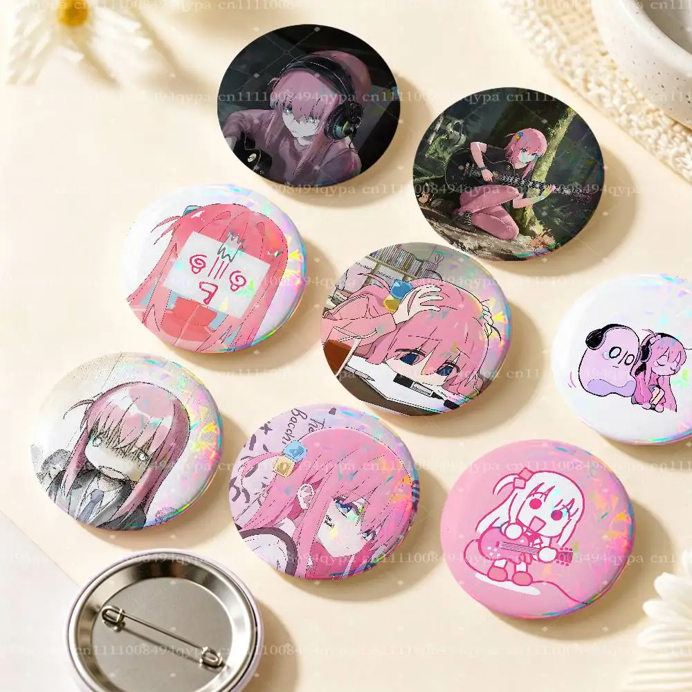 Hitori Gotoh B-Bocchi Button Supplies Round Badge Pins Clothes Decor Metal Pin Back Cover Metal Cover Laser Film