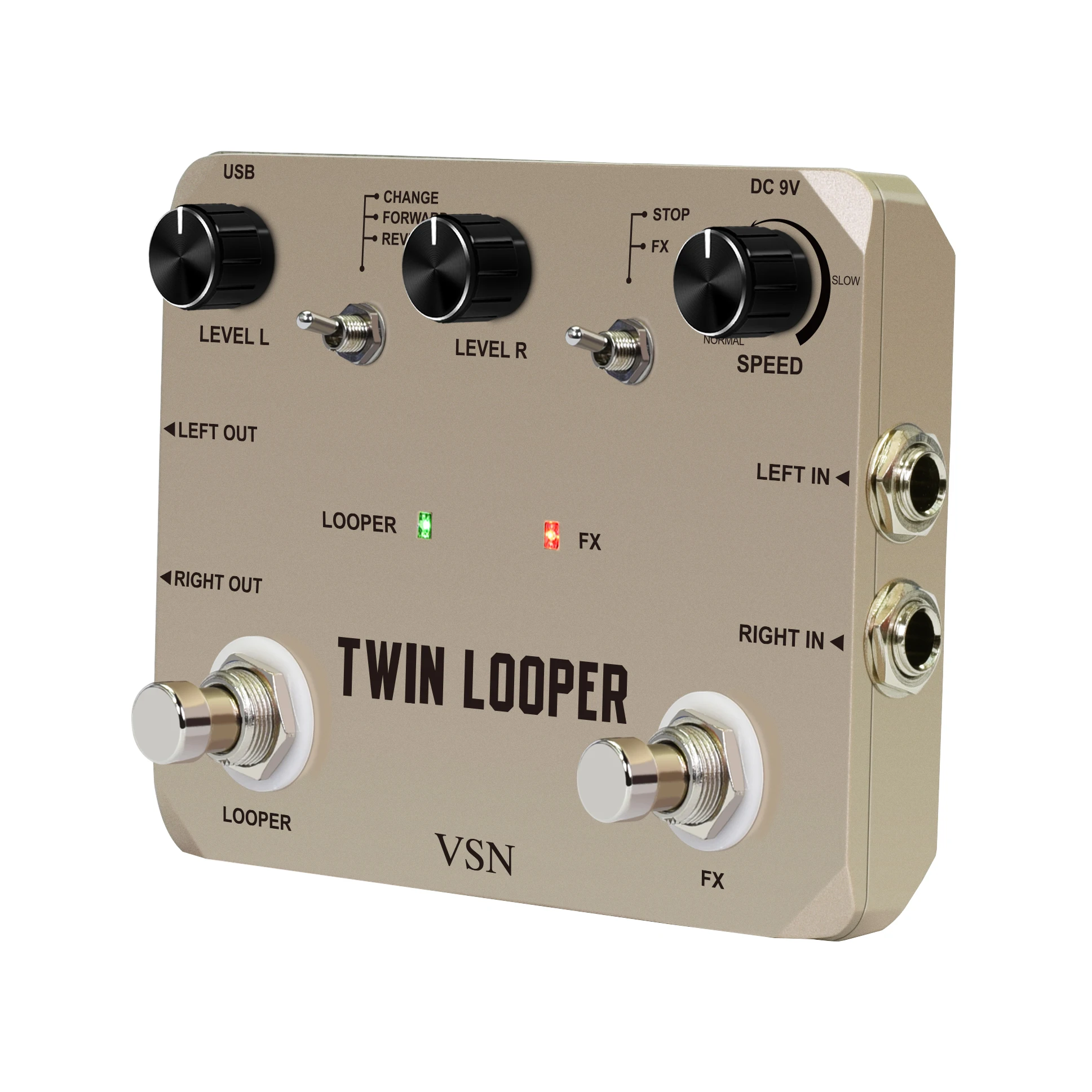 VSN LTL-02 Twin Looper Pedal Upgrades Looper Pedals For Electric Guitar 10 Min Looping Unlimited Undo/Redo Function 11 Types