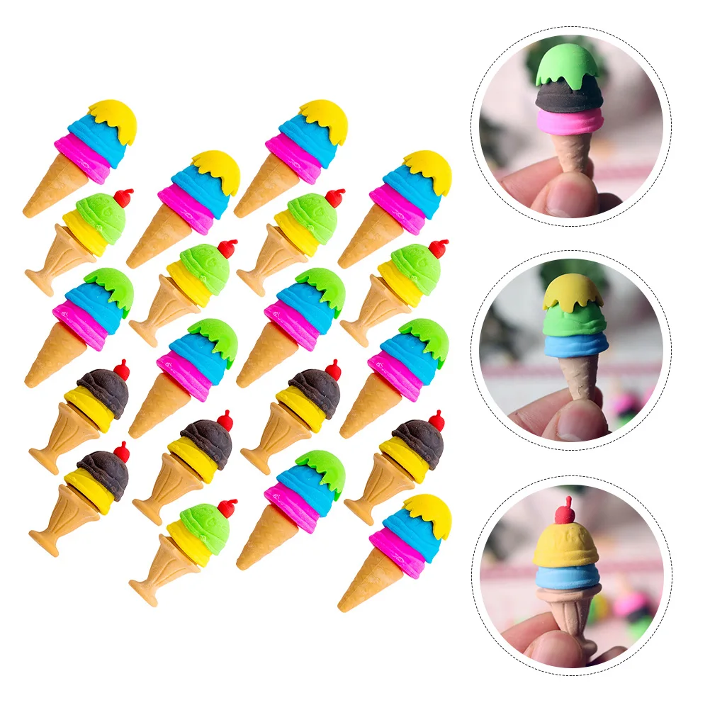 

30Pcs Fun Cartoon Ice Cream Erasers Lovely Kids Pencil Erasers School Learning Supplies