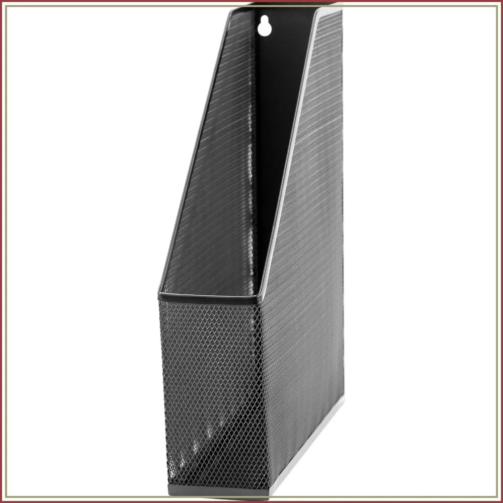 Mesh Steel Magazine File Holder, 12.5" x 9.8" x 3", Black, Desk Organizer for Magazines, Documents, Files