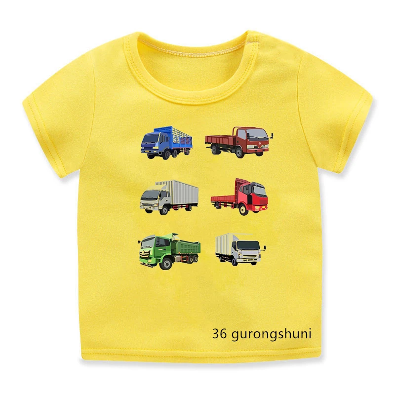 T-shirt per ragazzi divertenti macchine edili e escavatori stampa ragazzi vestiti vestiti estivi per bambini magliette top