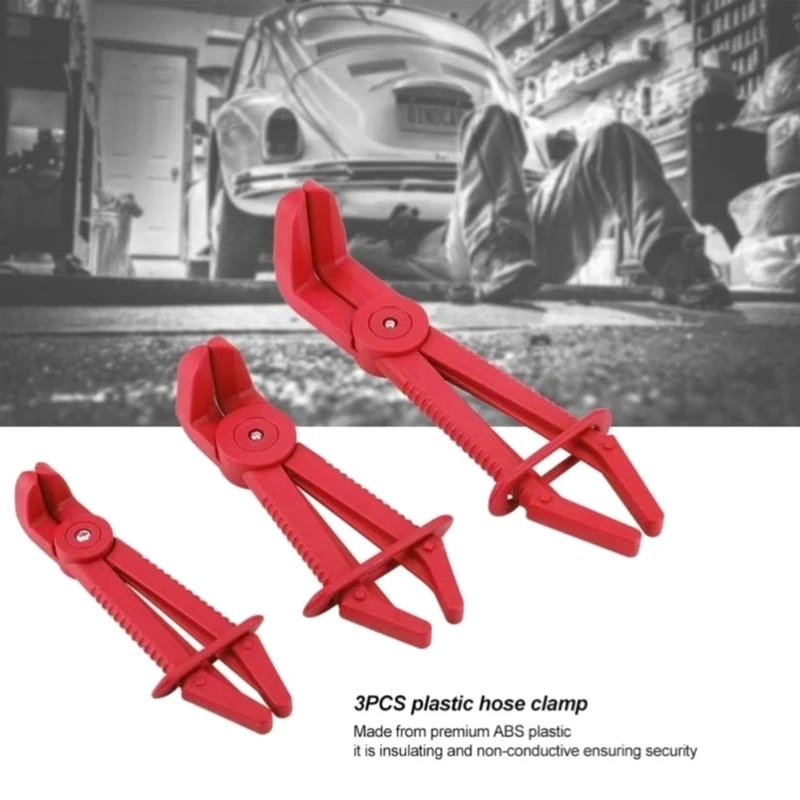 Brake Fuel Pliers 3Pcs Hose Clamp Tool Car Water Pipe Repair Fix Tools Hose Pinch Off Pliers Hose Clamp Plier Hands Free D7YA