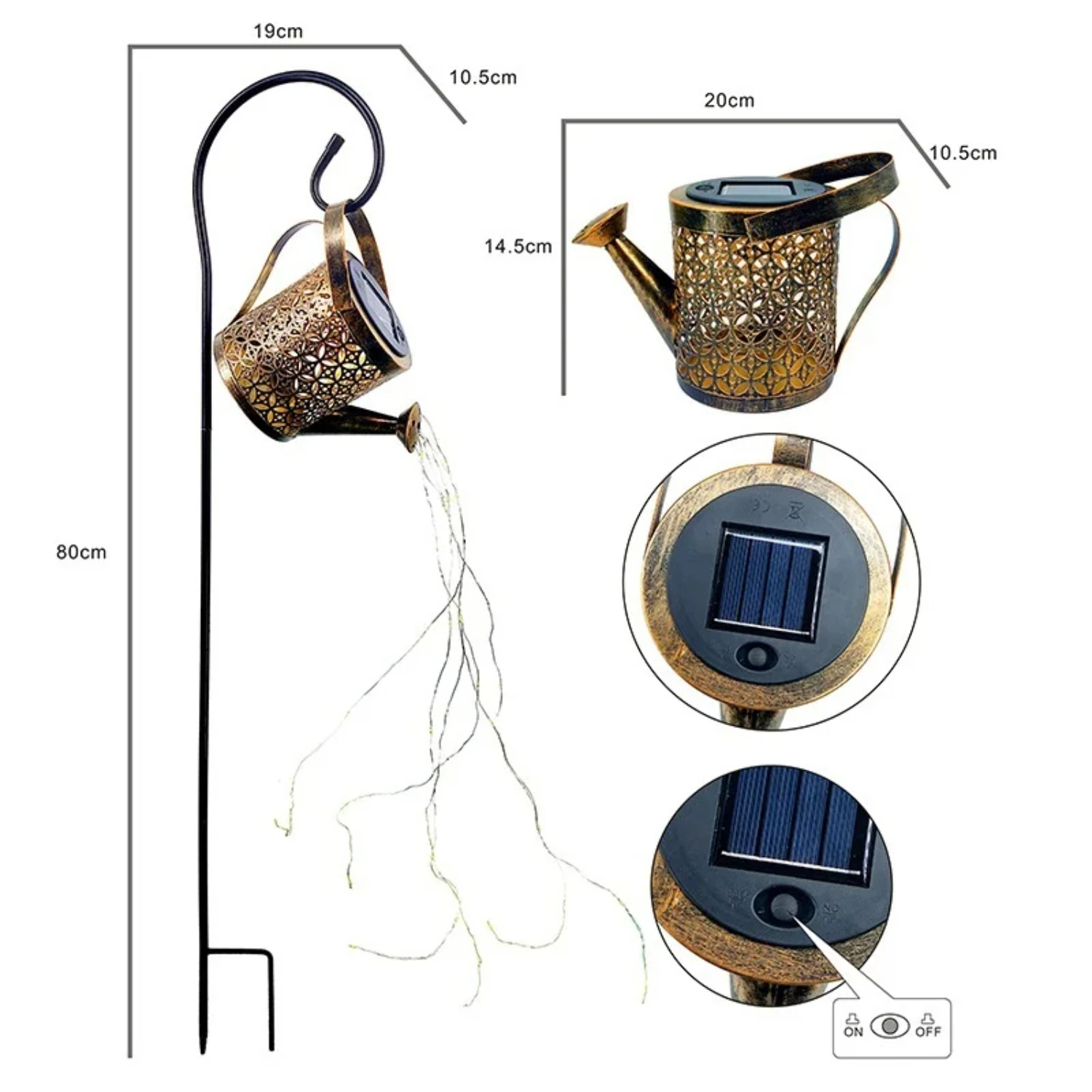 Luces solares de jardín, linterna colgante impermeable para decoración de Patio exterior, regadera Solar decorativa, luces para jardín