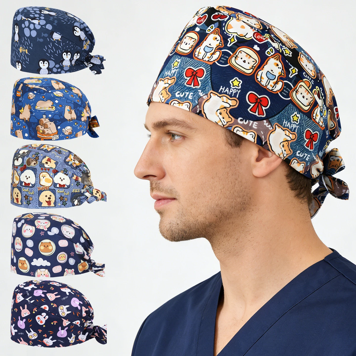 Cheap Medical Scrub Caps Surgical Working Hats Hospital Docto Nurse Headwear Dental Clinic Healthcare Caps Nurse Accessories