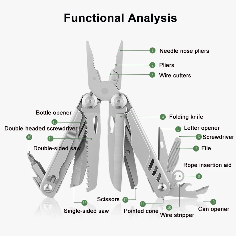 16 IN 1 Steel Multifunctional Folding Knife Tactical Pliers Camping Multitool Emergency Equipment Portable Pocket Knife