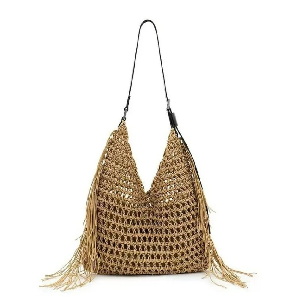 Hollow Crochet Tote Bags For Women Shoulder Bag Bohemian Woven Beach Bag Rope Knitting Shoulder Bag NEW Summer Shopper Purses