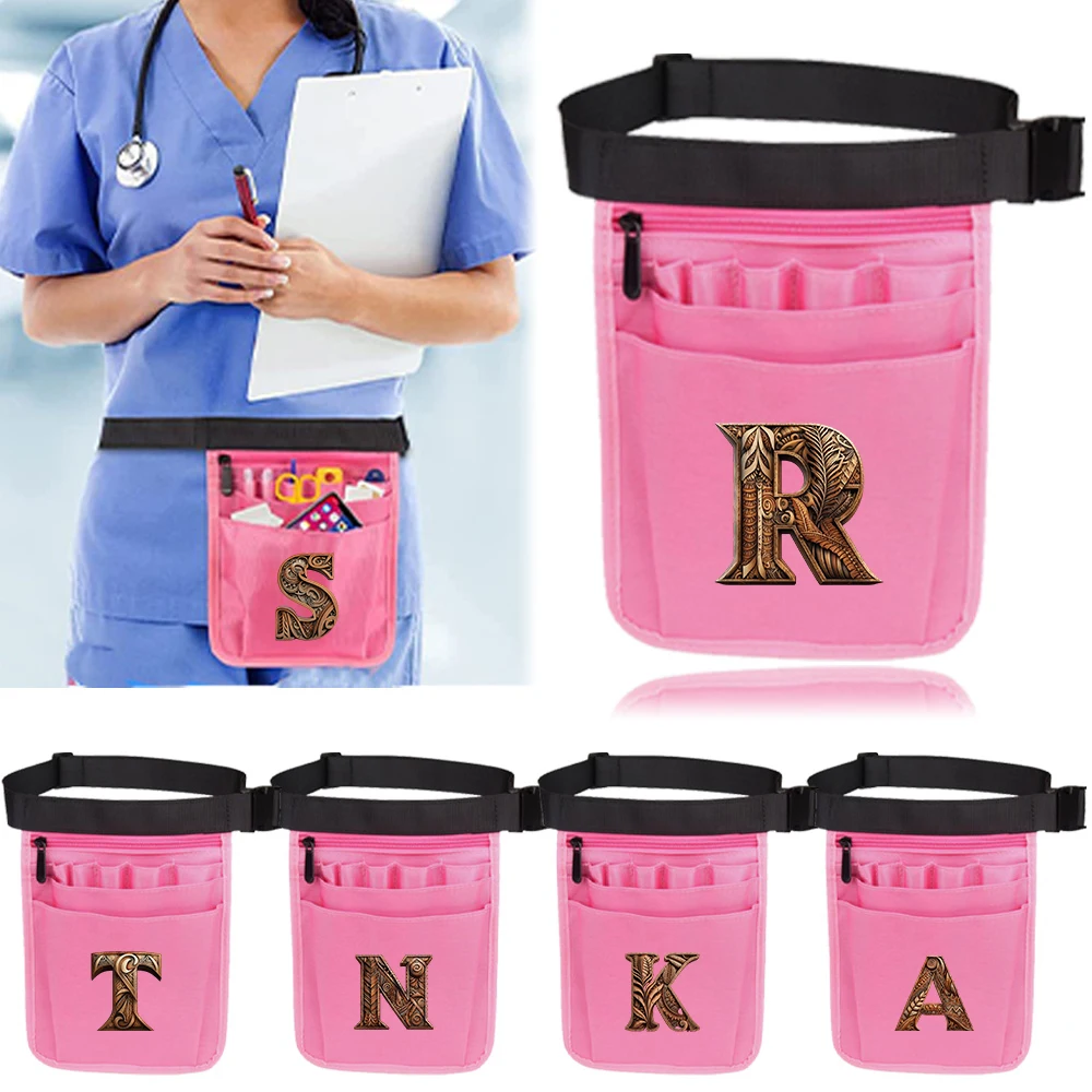 Nurse Waist Pocket Multifunctional Medical Supplies Storage Pack  Wood Art Letter Series Durable Waist Bag Unisex Storage Bags